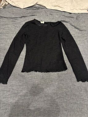 By Together Black Long Sleeve Textured Crew Top